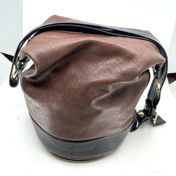 Marino Orlando Leather Brown With Black Trim Shoulder Sling Bag Adjustable Strap - Picture 1 of 8